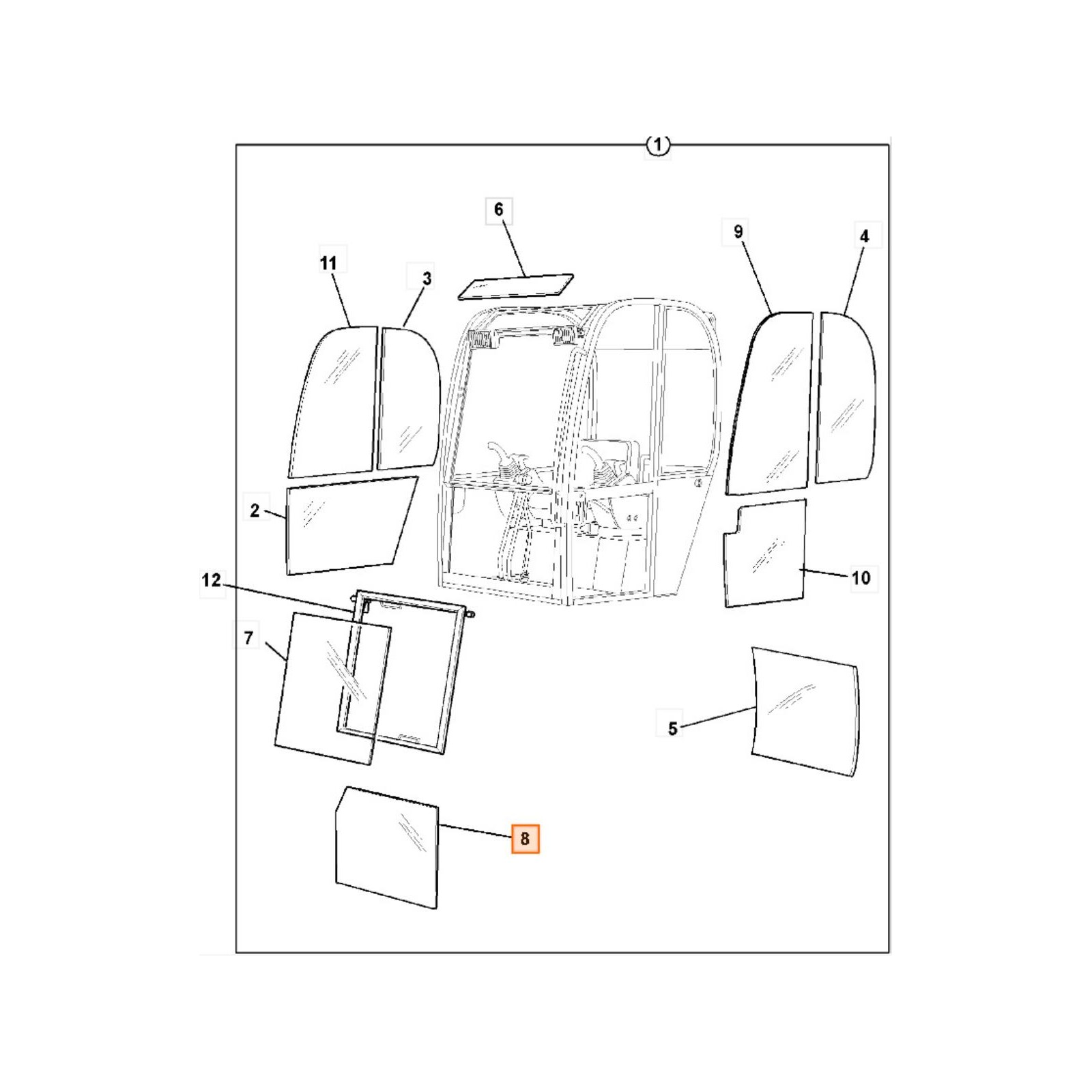 Передняя нижняя дверь JCB MINI 8015 8016