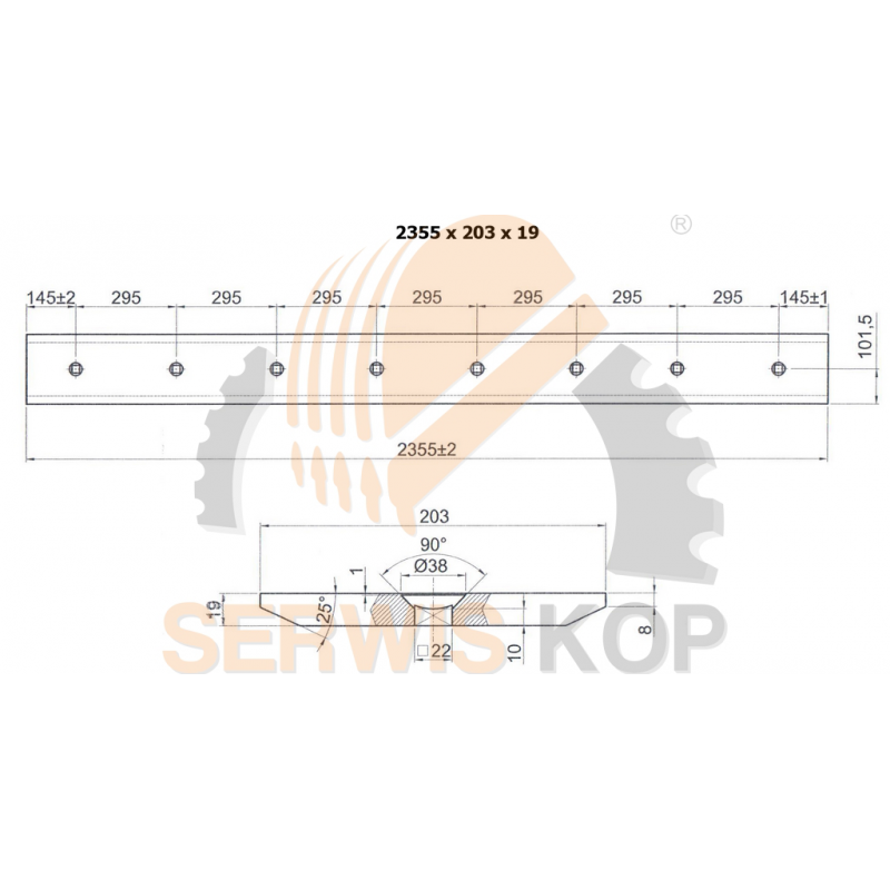 Лезвие подходит для телескопических погрузчиков JCB - 2355x200x20