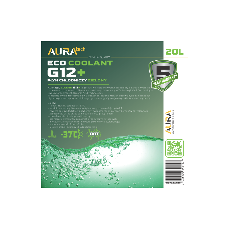 AURA Antifrezz ECO G12 + GREEN 20 л