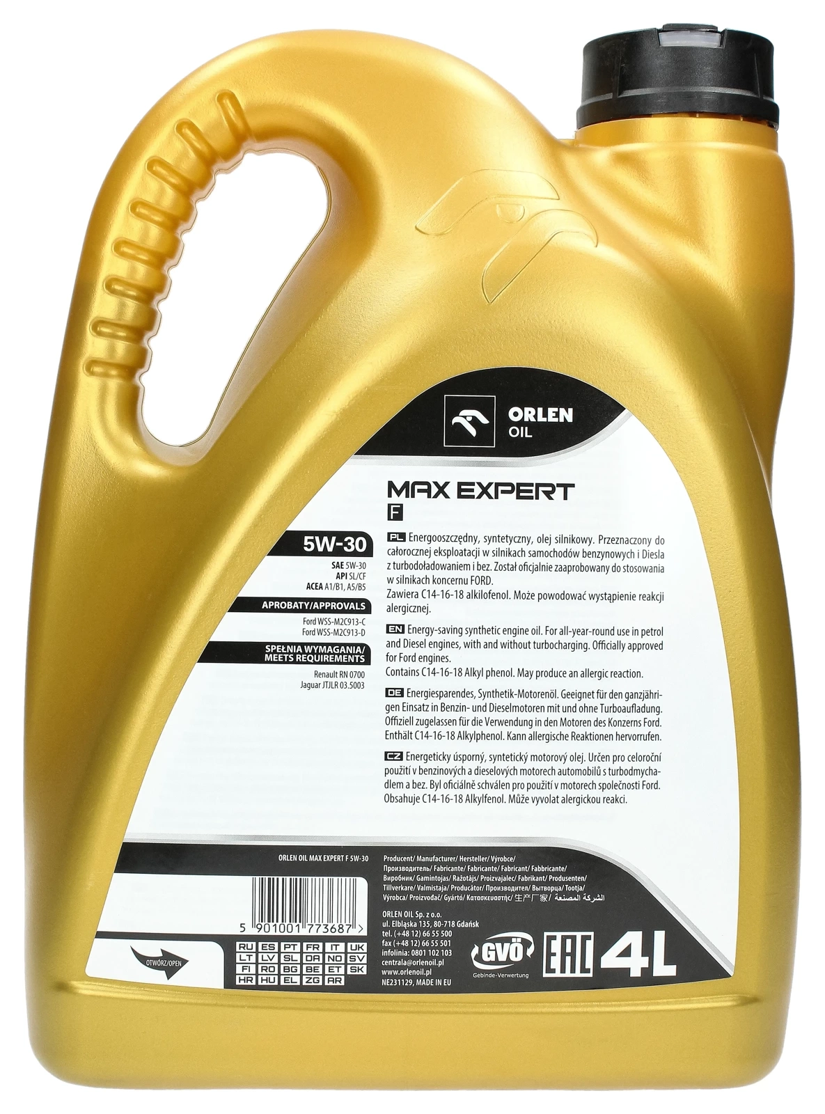 Моторное масло Orlen PLATINUM Max Expert F 5W-30 4L