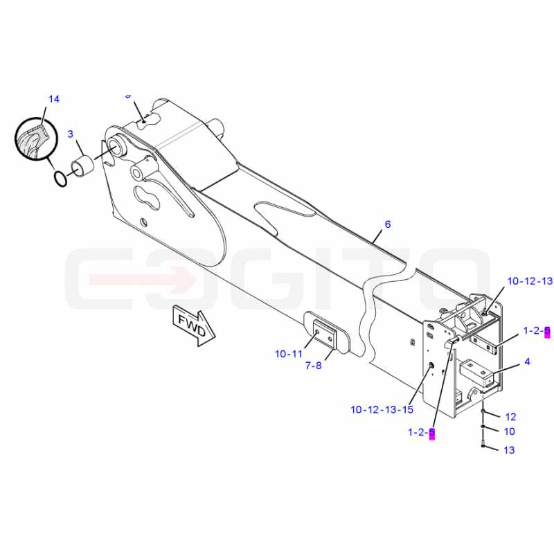 ŚLIZG RAMIENIA CAT TELEHANDLER CVA LONG LIFE 15 MM