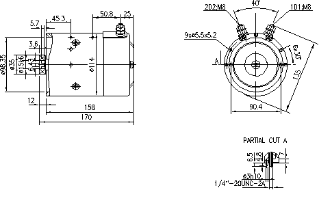 Оригинальный двигатель Spark 11.212.721 (12V 1.6 kW, левый об / мин) для грузового лифта