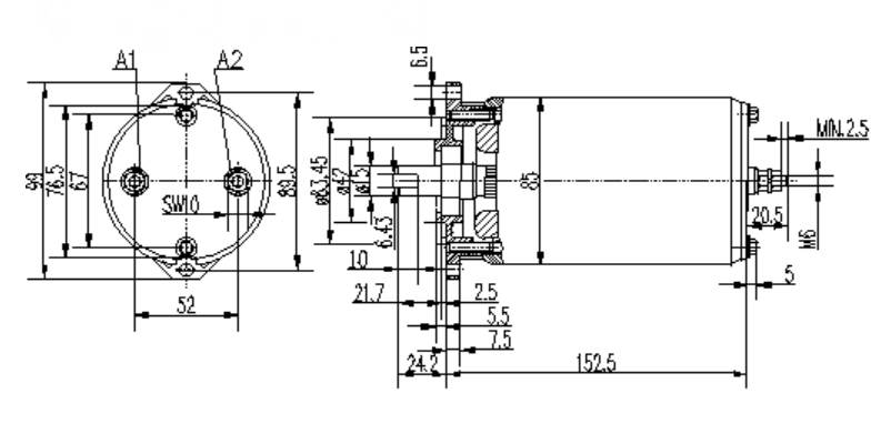SILNIK ISKRA 24 В, 0,8 кВт, AME1117 11.216.685 IM0376
