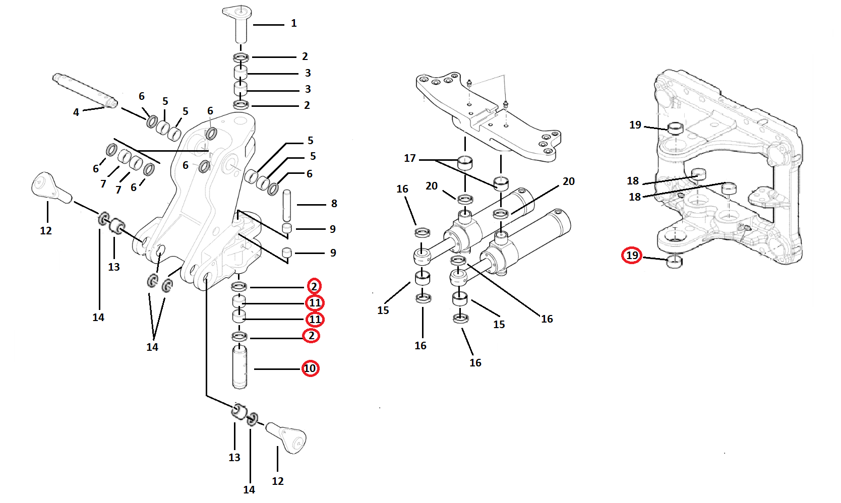Комплект для заточки нижнего резца Fiat Kobelco (6 эл.) Закаленный до твердости 60 HRC