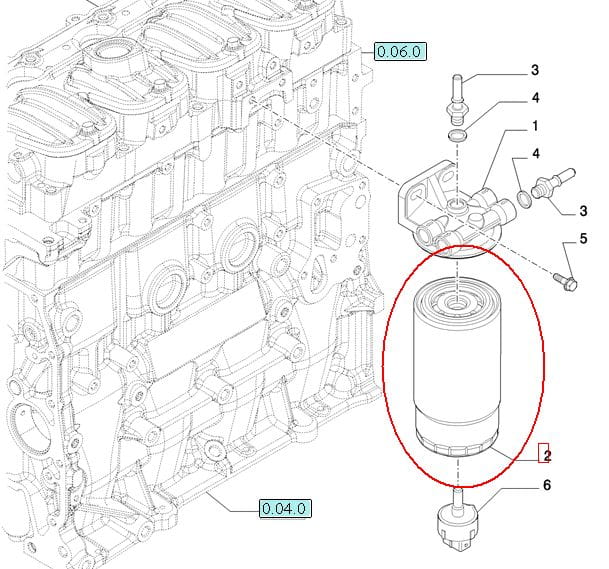 ФИЛЬТР ДЛЯ ПАЛИВЫ NEW HOLLAND КОРПУС STEYR 504287009 - 87487344 - 84477495 - 47367180
