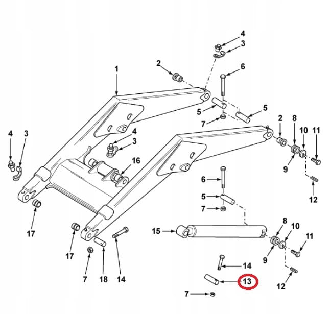 Штифт переднего ковша TEREX 40x185