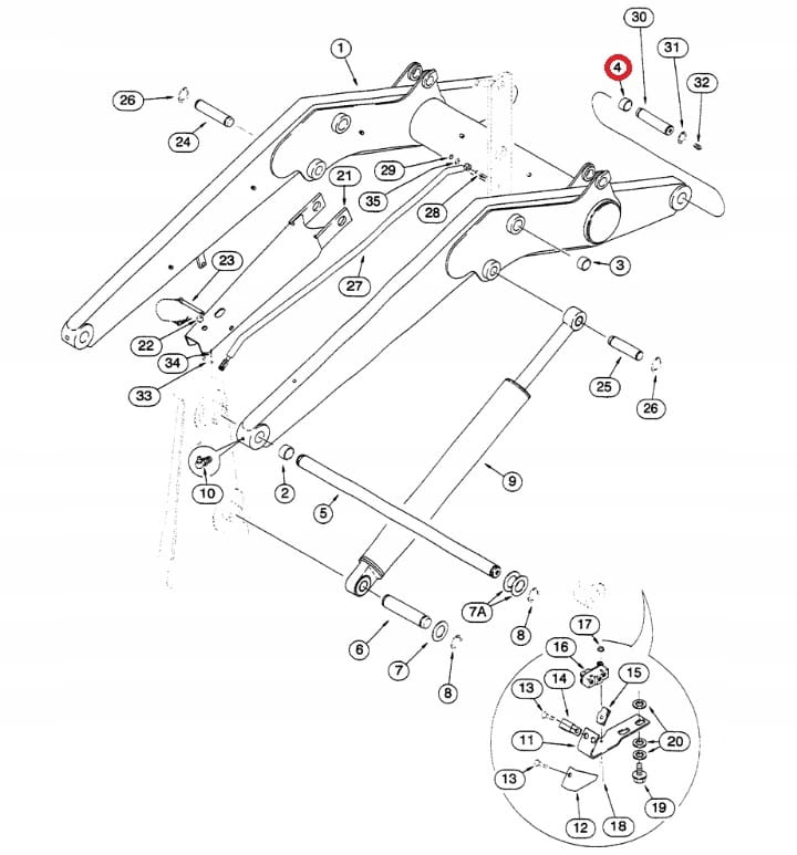Передняя втулка ковша 40x50x34 Case 580 590 K M SM 109268A1 (закаленная 60 HRC)