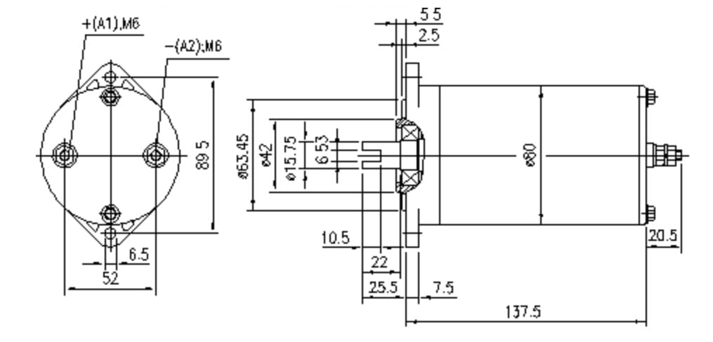Оригинальный двигатель Spark 11.212.199 (24V 0.5 kW, двухсторонний) для грузового лифта
