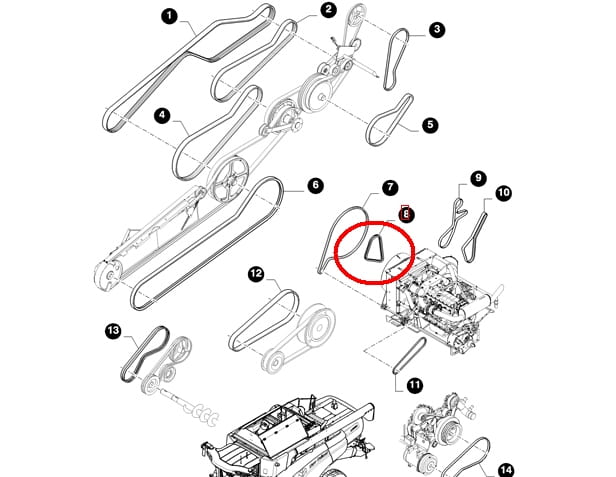 PASEK KPL. ВЕНТИЛЯТОР TF, TX, CX NEW HOLLAND В КОРПУСЕ 89835816 - A138001