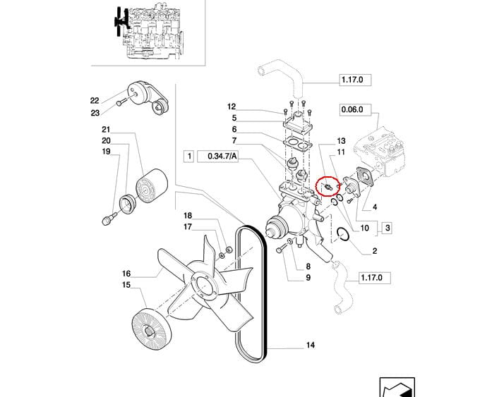 Датчик температуры в водяном насосе NEW HOLLAND CASE 82028131 - 82034415 - 87307746 - 89712608 - 47598516