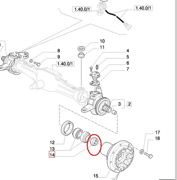ГАЙКА ПЕРЕДНЕГО ПОВОРОТНОГО КУЛАКА NEW HOLLAND CASE 5142020