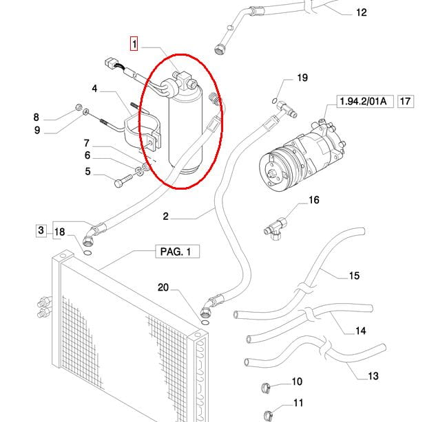 ОСУШИТЕЛЬ КЛИМАТИЗАЦИОННЫЙ NEW HOLLAND CASE STEYR 5155867 - 5165615 - 322314100