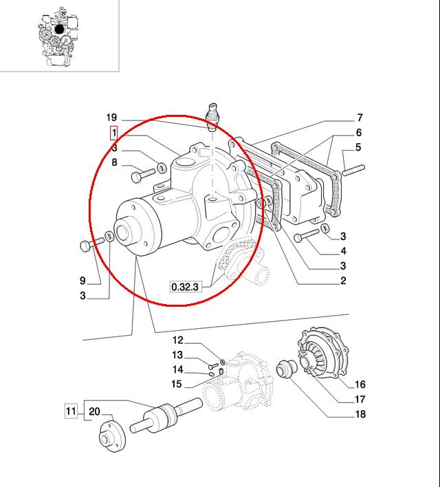 ВОДЯНАЯ ПОМПА NEW HOLLAND КОРПУС STEYR 504065104