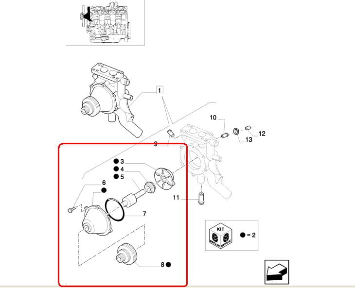 НАСАДКА ДЛЯ ВОДЯНОЙ ПОМПЫ NEW HOLLAND 73321361 - 87840823 - 87801641