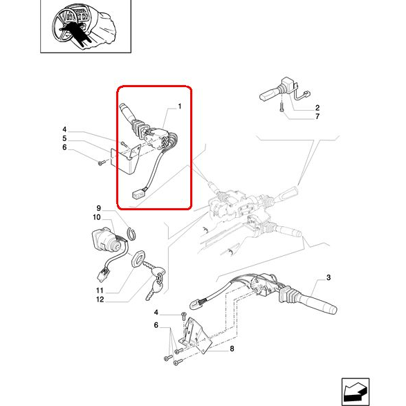 ПЕРЕКЛЮЧАТЕЛЬ СТЕКЛООЧИСТИТЕЛЯ NEW HOLLAND CASE 82011624