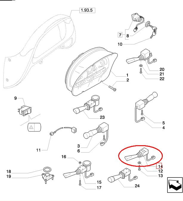 РЫЧАГ ПЕРЕКЛЮЧЕНИЯ НАПРАВЛЕНИЯ ДВИЖЕНИЯ NEW HOLLAND CASE 87471810 - 87664528 - 87709221