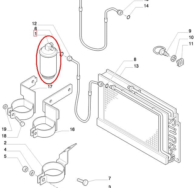 ОСУШИТЕЛЬ КЛИМАТ-КОНТРОЛЯ NEW HOLLAND CASE 82023593 - 87374420 - 47446236