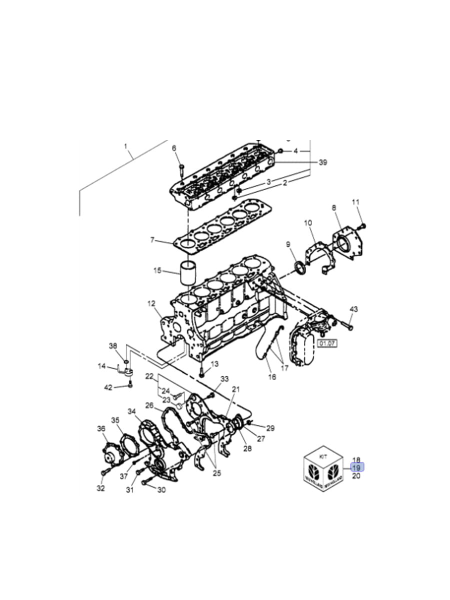 Комплект прокладок для двигателя dol - New Holland 87790153