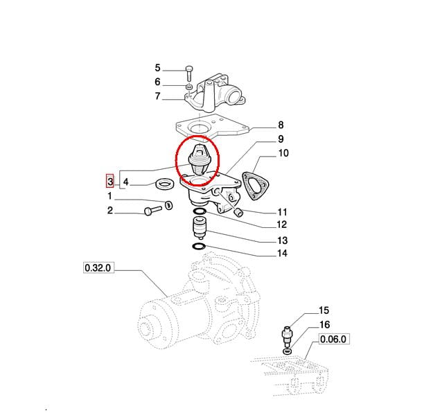 ТЕРМОСТАТ ДЛЯ ВОДЯНОЙ ПОМПЫ NEW HOLLAND КОРПУС STEYR 4823211 - 98463637 - 87569391